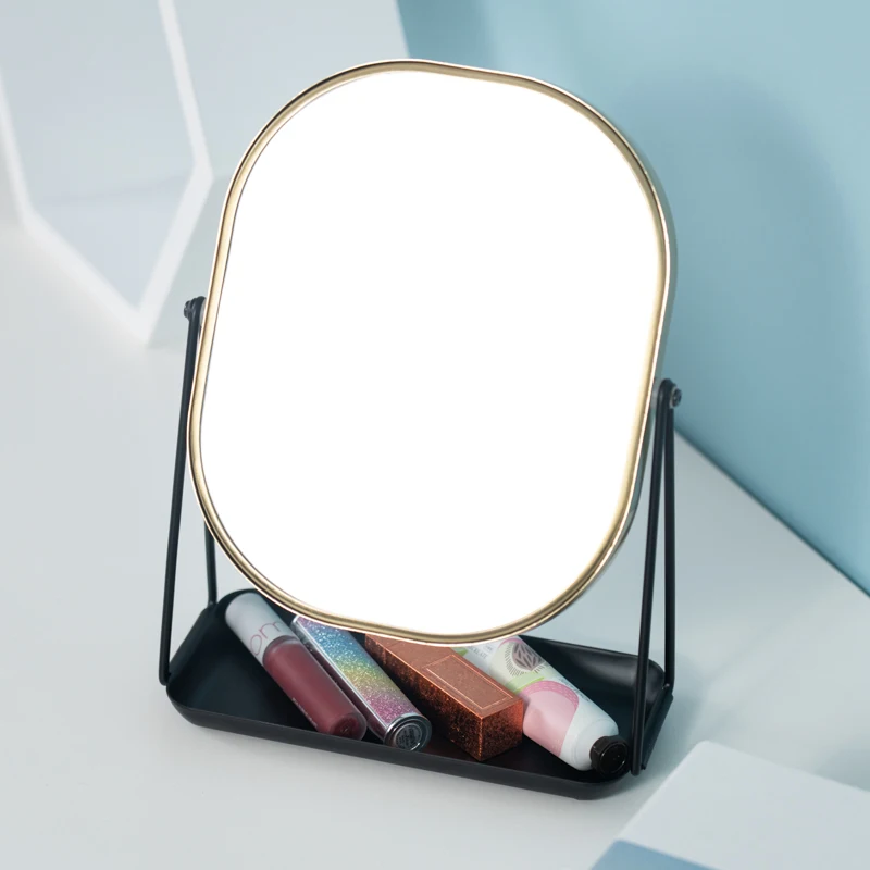 Зеркало в скандинавском стиле для хранения туалетного столика бронзовое золото