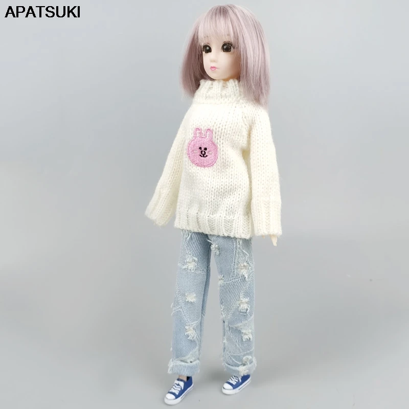 

Light Blue Doll Clothes Ripped Denim Jeans Pants For Barbie Doll Trousers 1/6 BJD Dollhouse Accessories Kids & Baby DIY Toys