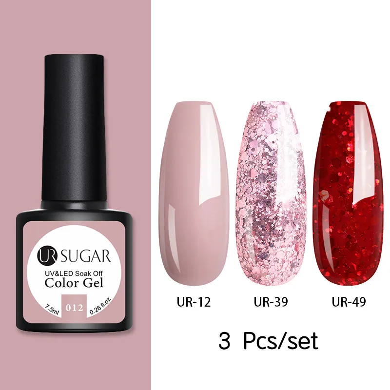 162954 Ur Sugar 2/3 шт Блестящий Гель-лак для ногтей набор розовых блесток цвет Полупостоянный светодиодный Гель-лак впитывающийся УФ-гель покрытые лаком ногти - Цвет: 162954