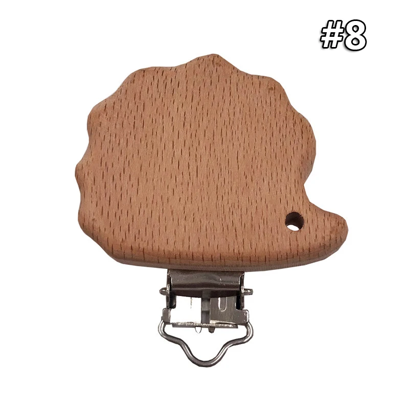 Wooden Clips 8 1 шт. детские деревянные погремушки из натурального бука, клипсы для соски, Мультяшные животные, соска, цепочка, аксессуар, зубной прорезыватель для малышей - Цвет: Wooden Clips 8
