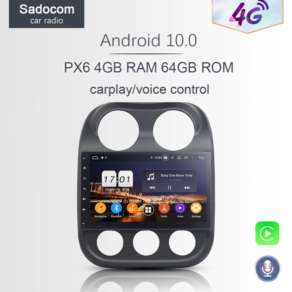 Автомобильный DVD плеер PX6 TDA7851 10 1 дюйма Android 0 4 Гб + 64 ГБ 8 ядер GPS Glonass Авторадио Bluetooth