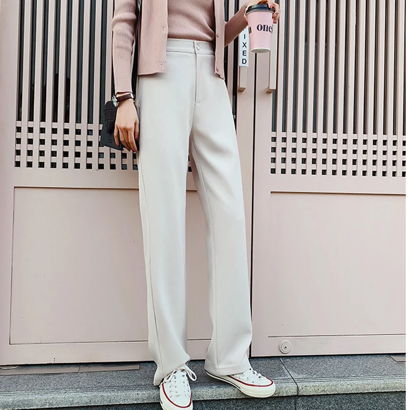 Женские широкие брюки Bella philosophy однотонные офисные с высокой талией свободные