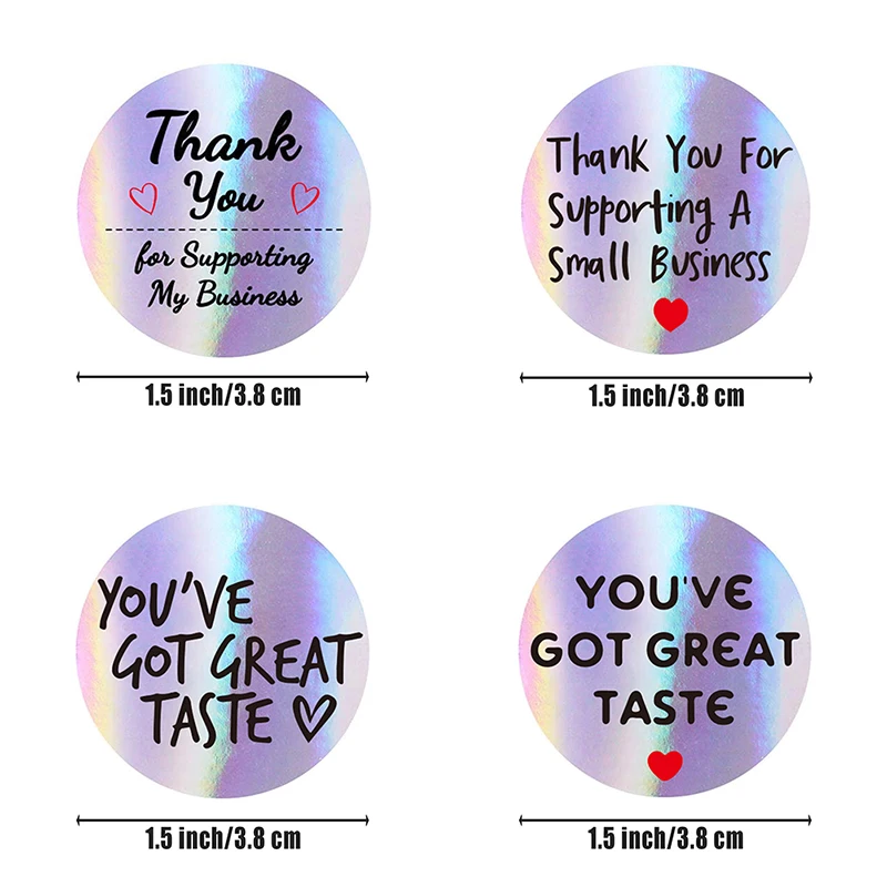 

500Pcs/Roll Colorful Laser Thank You Stickers Paper Label Gift Bags Decoration