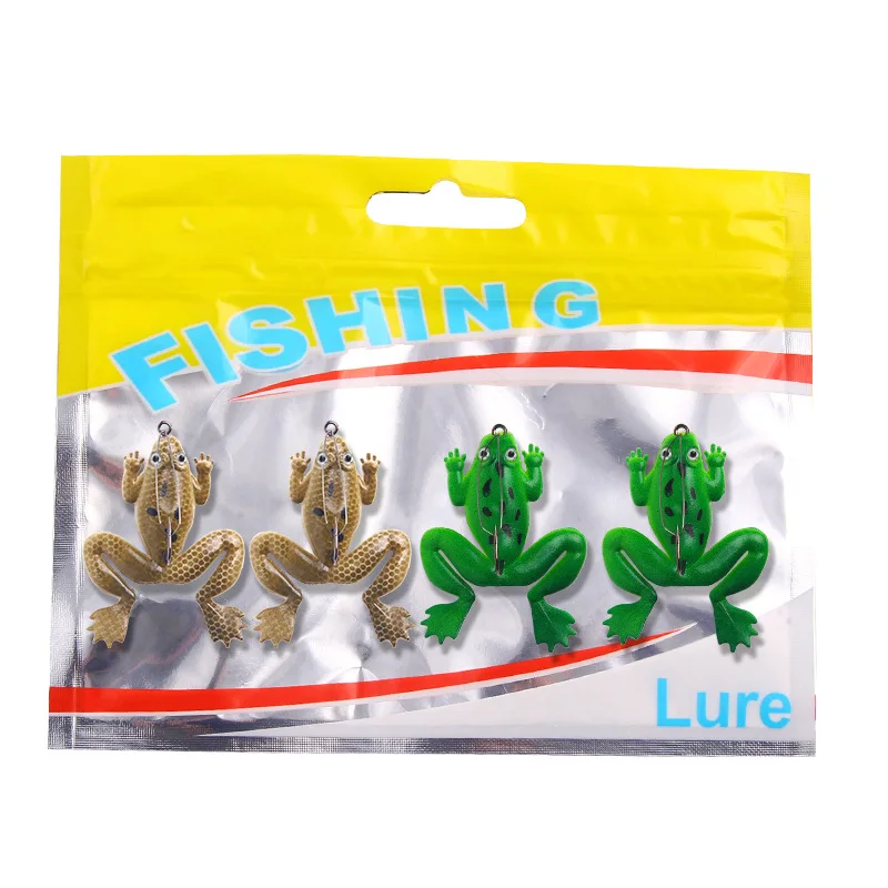 

4pcs/lot 6cm 5.2g Soft Fishing Lure Artificial Fishing Silicone Bait Frog Lure with Hook Pesca Fishing Tackle Fishing Frog Lures