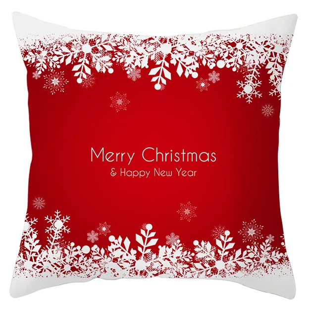 

D-Christmas Cushion Cover Deer Santa Claus Red Printed Pillow Covers Pillows Case Soft Seat Bed Decorative Pillowcase