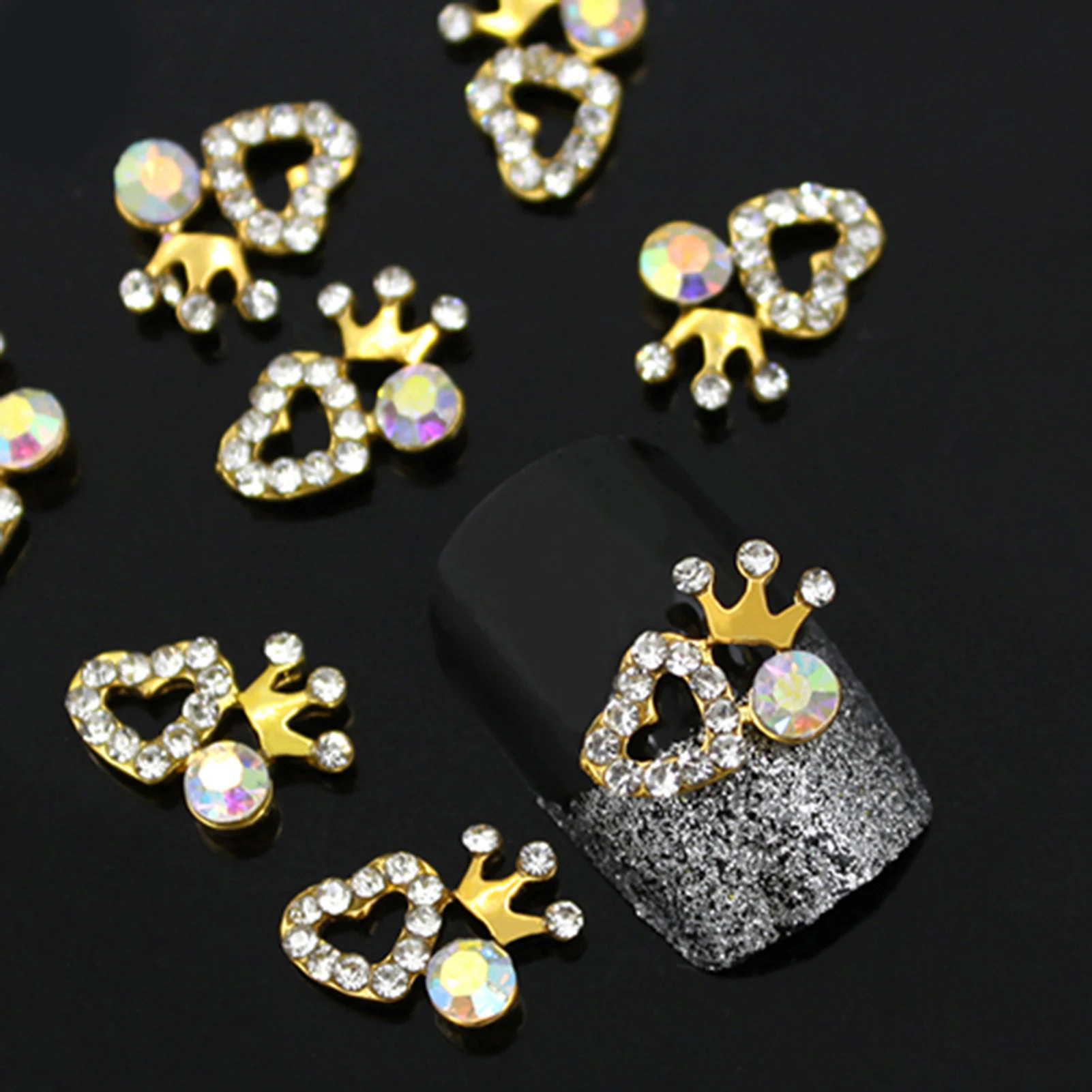 

10Pcs 3D Nail Stickers Decals Shiny Cherry Heart Crown Christmas Tree Shape Nail Art Rhinestone Studs Glitters Charms Lay Gifts