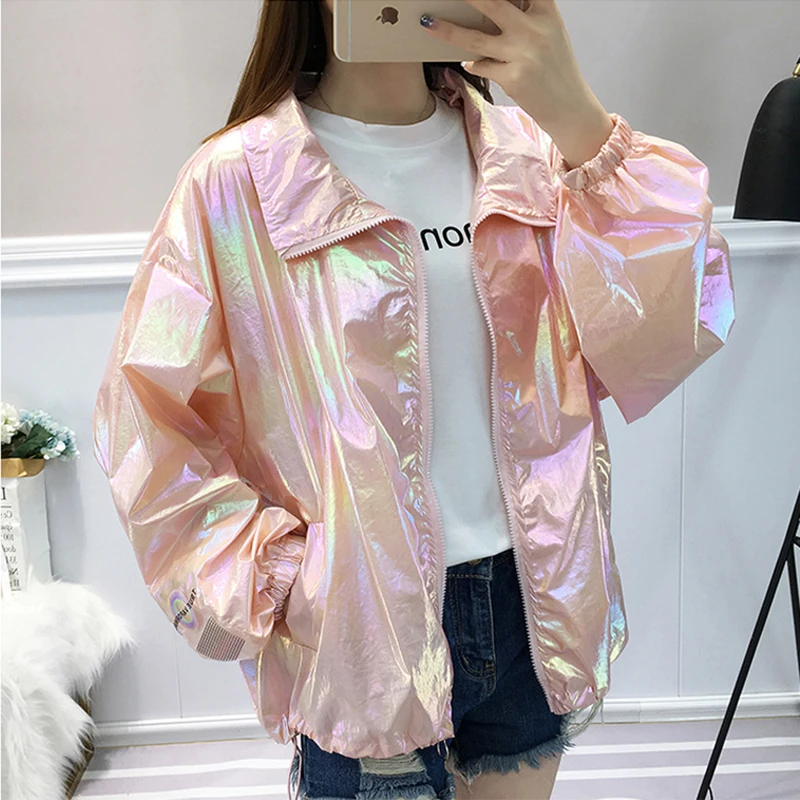 

Новая куртка для женщин Летняя одежда Стиль ярким принтом, на молнии, со шнуровкой, Женское пальто в повседневном стиле из новой тонком кабл...