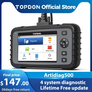 topdon artidiag500 obd2 scanner car diagnostic tool auto scan automotive engine abs srs airbag transmission test free global shipping