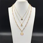 Ожерелье с Круглым Диском для женщин, милое многослойное ожерелье золотого цвета с покрытием в форме сердца и узла, винтажный Вечерний Подарок, Модная бижутерия