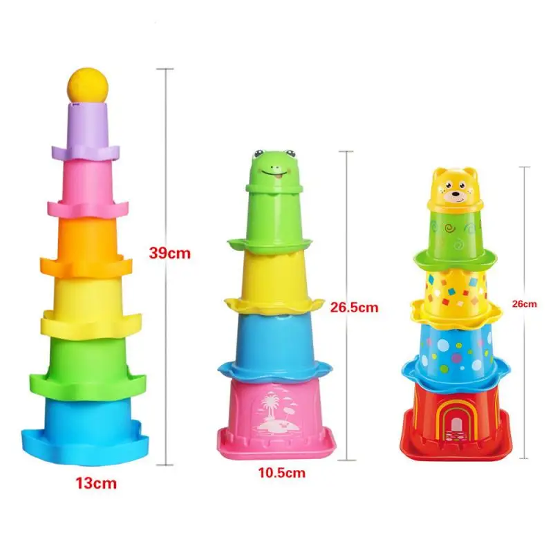 

Baby Stacking Cup Bath Toys Funny Toys Color Rainbow Stacking Ring Tower Toys Early Educational Intelligence Toy