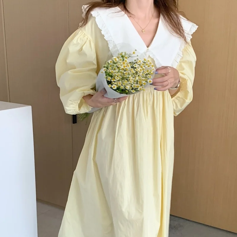 Детское платье с воротником и длинным рукавом новинка 2021 облегающая юбка средней