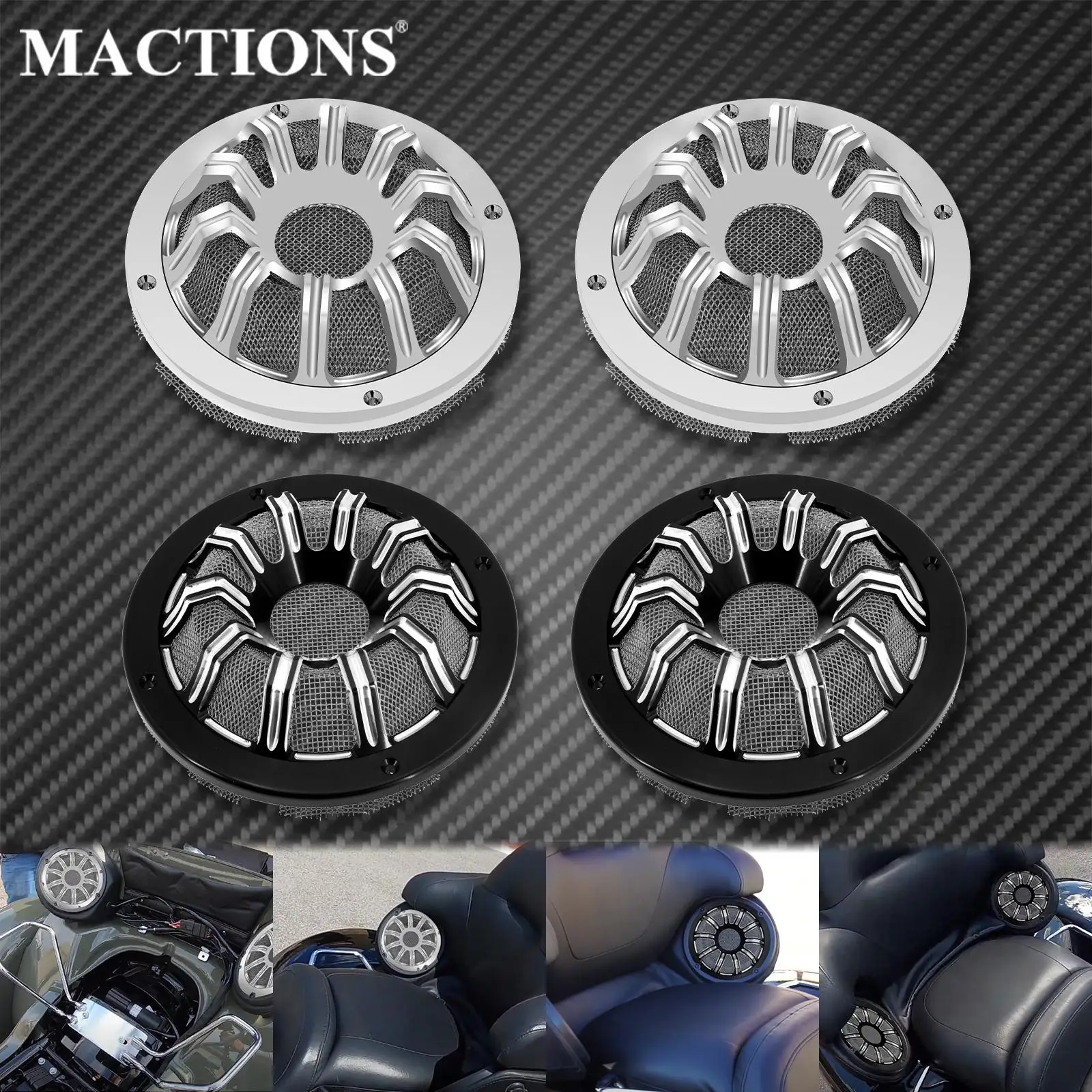

2xMotorcycle CNC Rear Speaker Grill Masks Cover For Harley Touring Electra Glide FLHTK 2014-2021 FLHTKSE Limited Road Glide