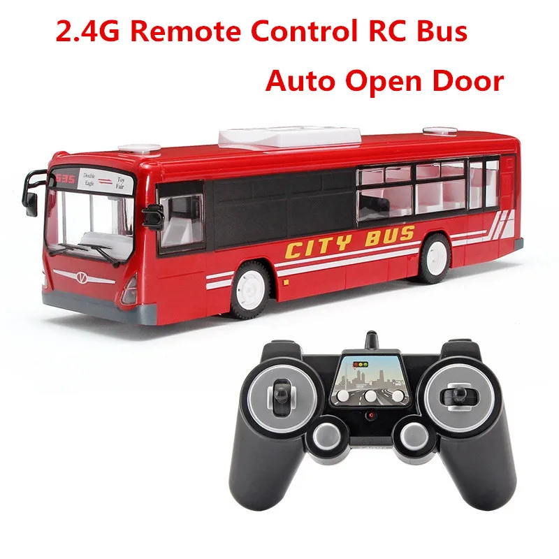 RC Car Simulation Bus Realistic Sound and Light One-button Remote Control Open Door Close Door City Bus Remote Control Car Toys