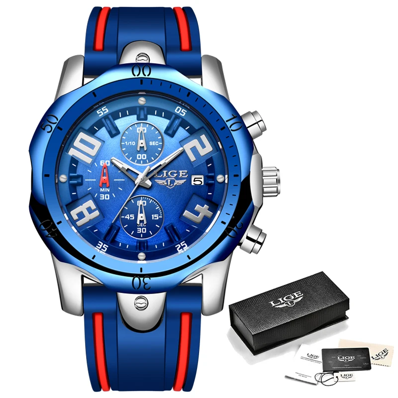 

LIGE New Mens Watches Silicone Waterproof Watch Men Top Brand Luxury Military Sport Clock Quartz Wristwatch Relogio Masculino