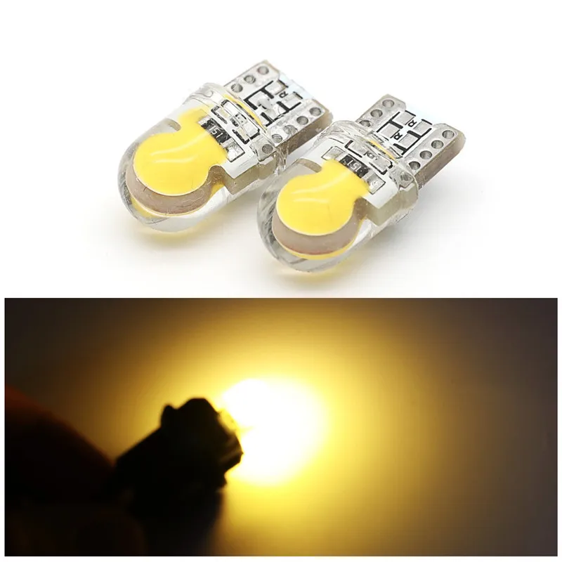 

50Pcs Auto T10 Yellow LED W5W 194 168 COB Silica Car Super Bright Turn Side License Plate Light Lamp Bulb DC 12V
