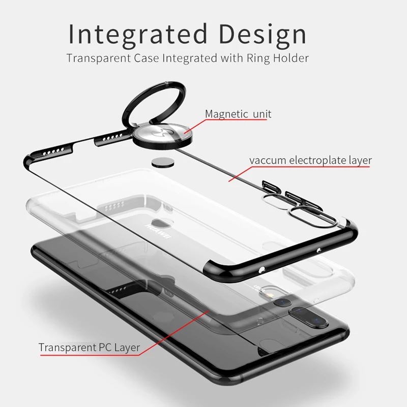 Чехол Xundd для Huawei P20 Pro с кольцом роскошная прозрачная задняя крышка из