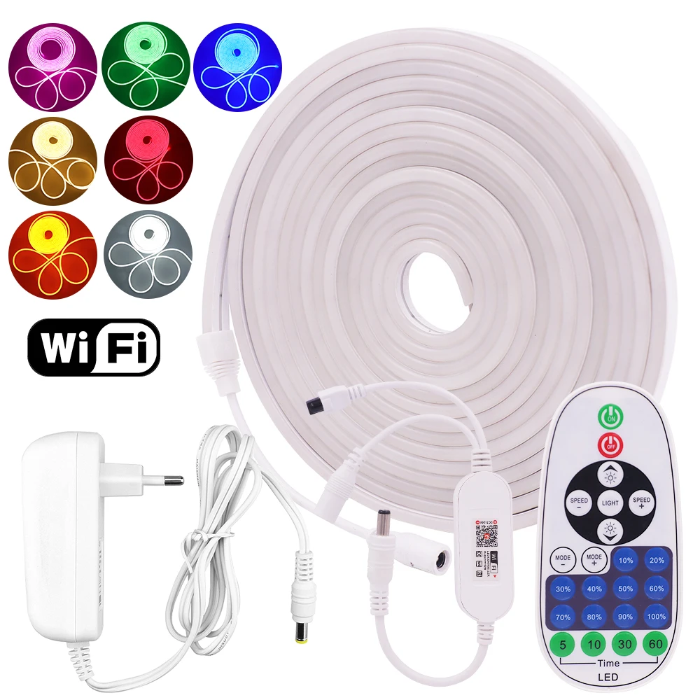 

Светодиодная неоновая светильник в 2835, водонепроницаемая светодиодная лента, неоновая вывеска, 120 светодиодов/м, умное управление через Wi-Fi,...