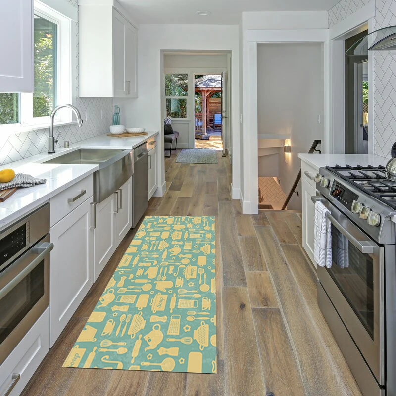

Anti-Slip Kitchen Carpet Floor Mat Wrinkle-Resistant Entrance Hallway Doormat Carprt Modern Dining Room Bath Door Rug Decoration