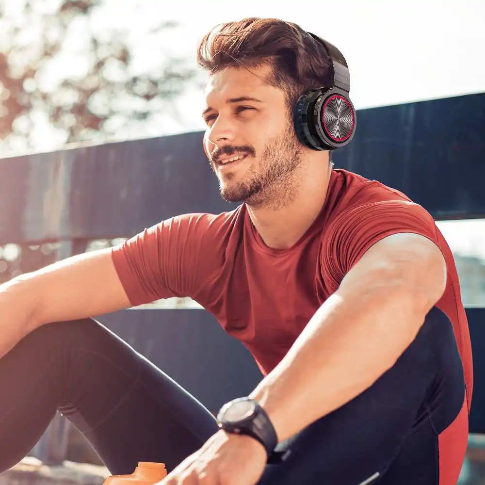 

bluetooth Wireless Headphones HiFi Stereo Music Headset RGB HD Call TF Card Earphone for PC Computer