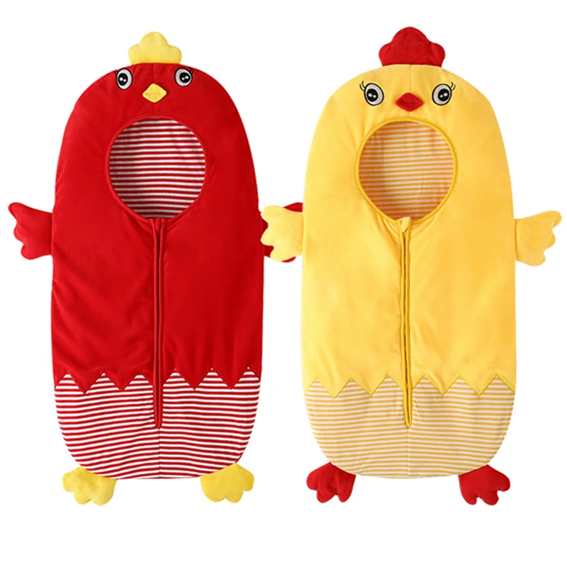

Hot Sale Fashion Newborn Chicken Sleeping Bag with Double Zipper Closure Half-open Bottom Design Cartoon Sleeping Bag Wholesale