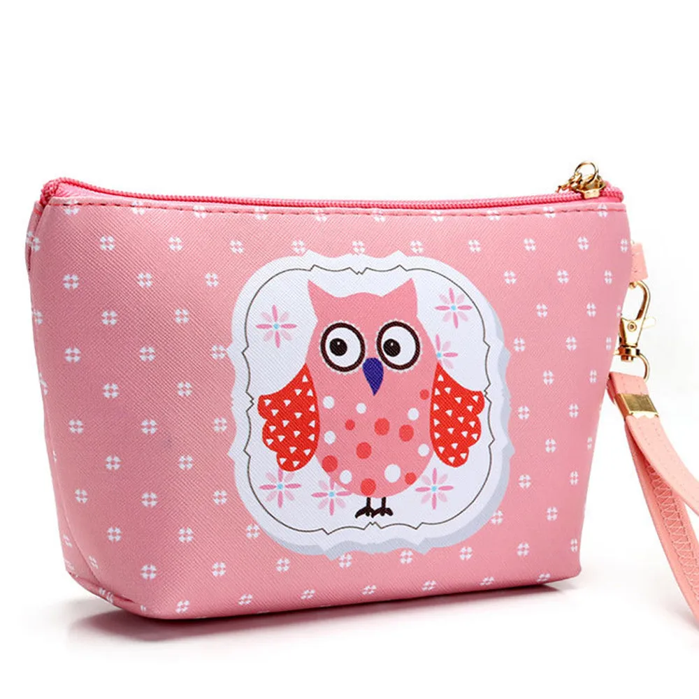 Портативный косметический чехол Сова сумка на молнии туалетный Органайзер