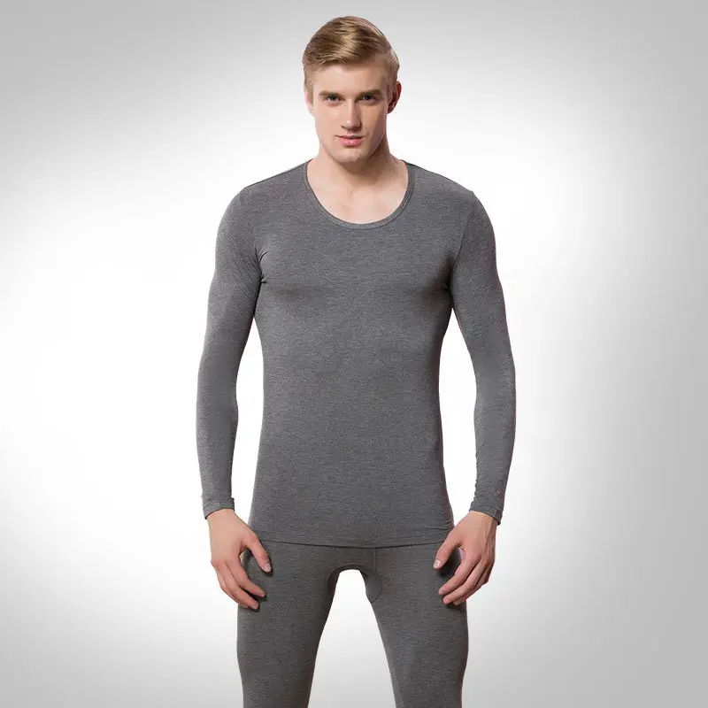 Высокое качество! Осень/зима мужской модальный сплошной цвет тонкий срез нижнее