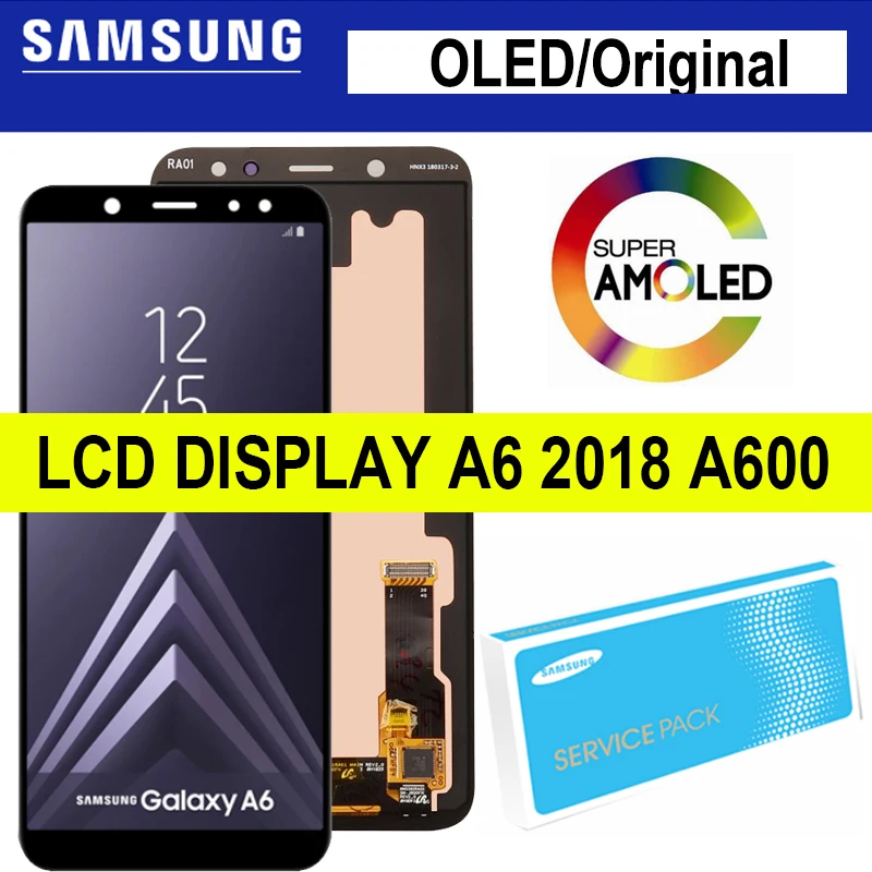 5 6 &quotOLED/Super AMOLED для SAMSUNG Galaxy A6 2018 A600 LCD A600F A600FN ЖК-дисплей сенсорный экран дигитайзер
