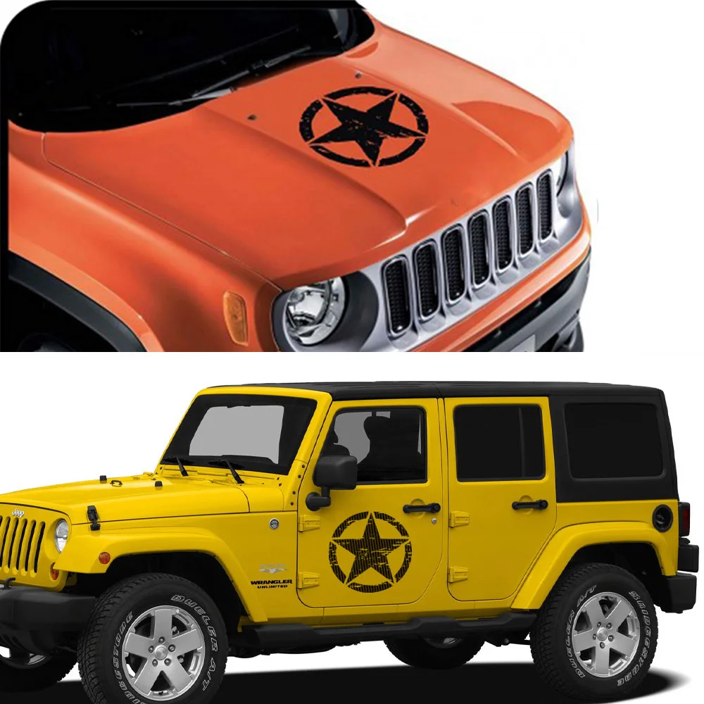 

Car Hood Door Star Vinvl Stickers For Jeep Cherokee Patriot Compass Wrangler JK JL TJ YJ Renegade Trail Hawk Tuning Accessories