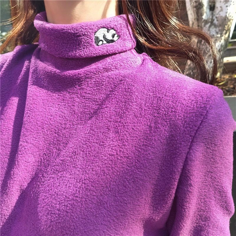 4 цвета женский свитер вышивка водолазка кавайный пуловер осенняя одежда Корея