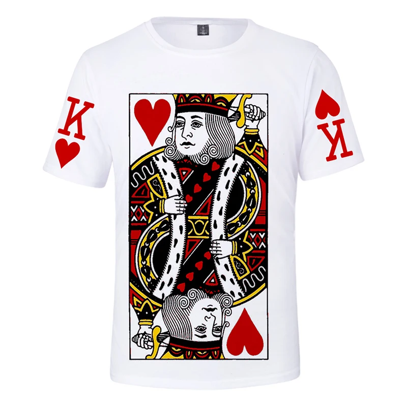 

Creative t shirt 3d Print KING QUEEN Joker Poker T Shirts Playing Cards Fashion Men Vacation Casual Tshirt Tops Newest Tee Shirt