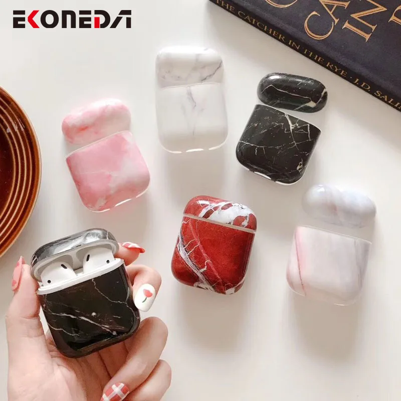EKONEDA ультра тонкий глянцевый чехол для Airpods чехол мраморный роскошный защитный чехол для Airpods