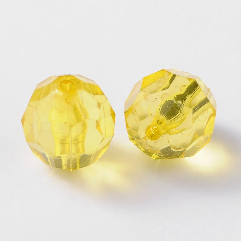 

500g Transparent Acrylic Beads Dyed Faceted Round Golden about 20 mm in diameter hole: 2mm about 120pcs/500g