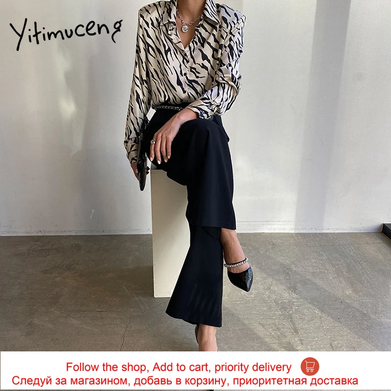 

Yitimuceng Striped Blouse Woman Oversized Button Up Tops Korean Fashion Long Sleeve Office Lady Shirt 2021 Spring Summer New