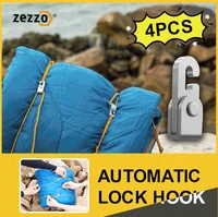 zezzo%c2%ae automatic lock hook self locking free knot easy tighten rope kit for camping tent accessories 4pcs hooks with 1pc 6m rope