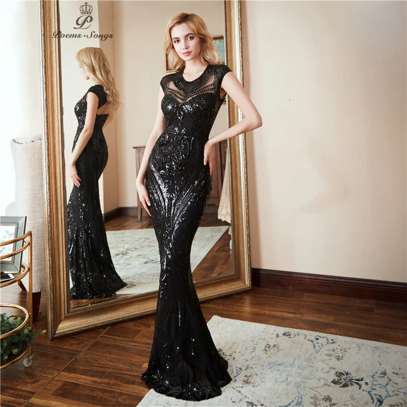 Стихи Songs2019 индивидуальное вечернее платье vestido de festa Сексуальное Черное длинное платье с пайетками для выпускного вечера торжественное праздничное платье светоотражающее платье