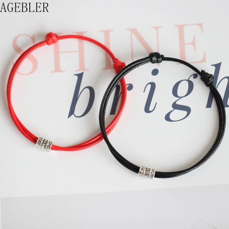 2 шт./компл. простой модный браслет дружбы для пары красный с веревкой цепочка