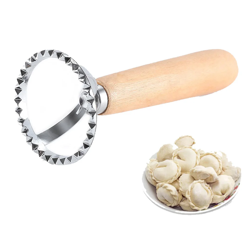 6.5cm Round Jagged edge Pastry Maker Dumpling Wrapper Cutter Ravioli Stamp Pasta Molding Press With Wood Handle Kitchen Tools |