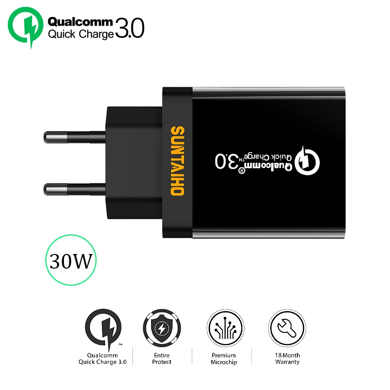 Suntaiho USB Зарядное устройство быстрое зарядное устройство QC 3,0 для iPhone X 4-Порты и разъёмы быстрое настенное зарядное устройство для samsung S9 Xiaomi huawei мобильного телефона Зарядное устройство
