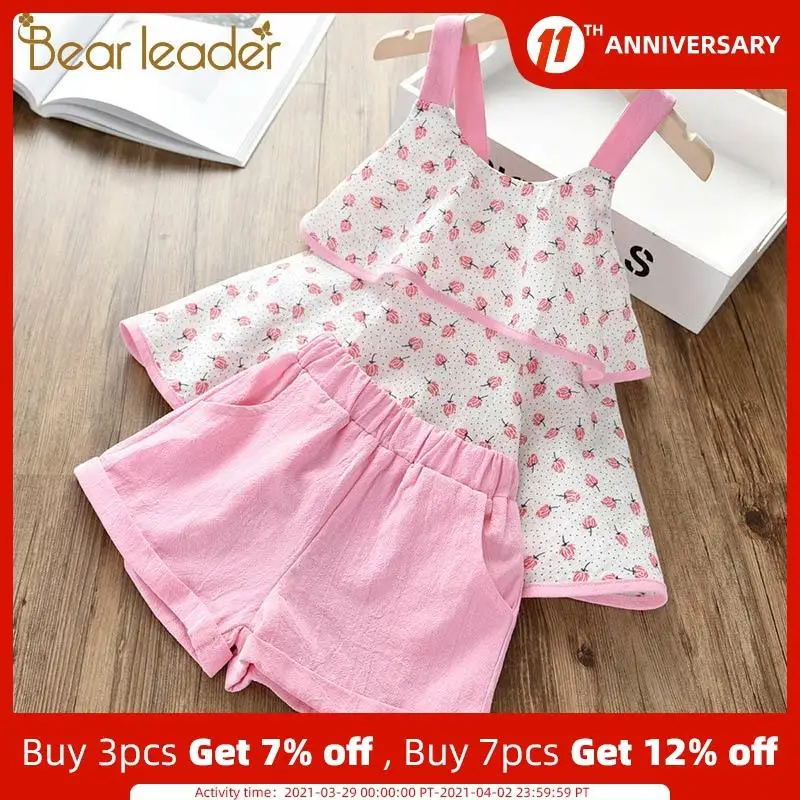 Bear Leader/комплекты одежды Коллекция 2021 года Модные комбинезоны для девочек Детская