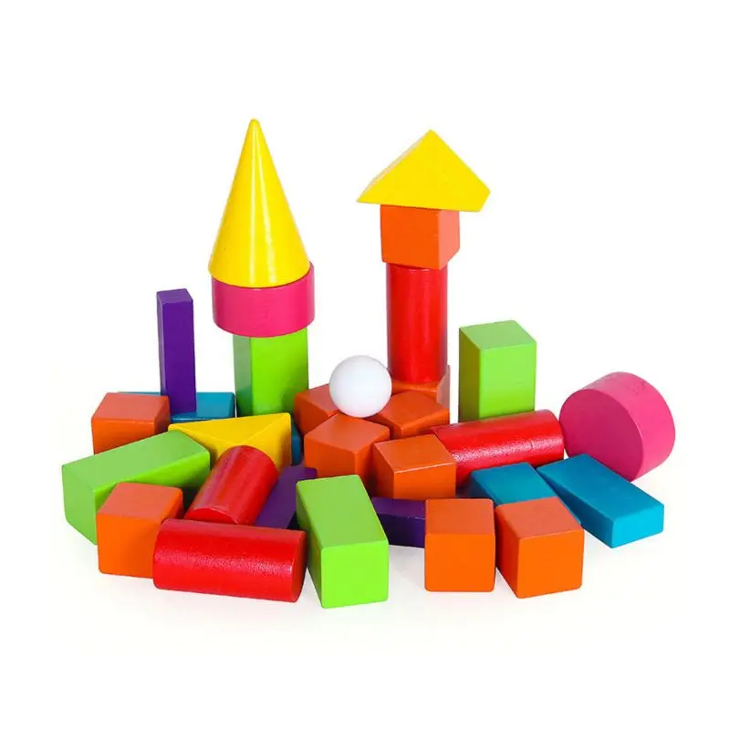 

Kids Children Building Block Wooden Geometry Shape Boys Girls Math Toys