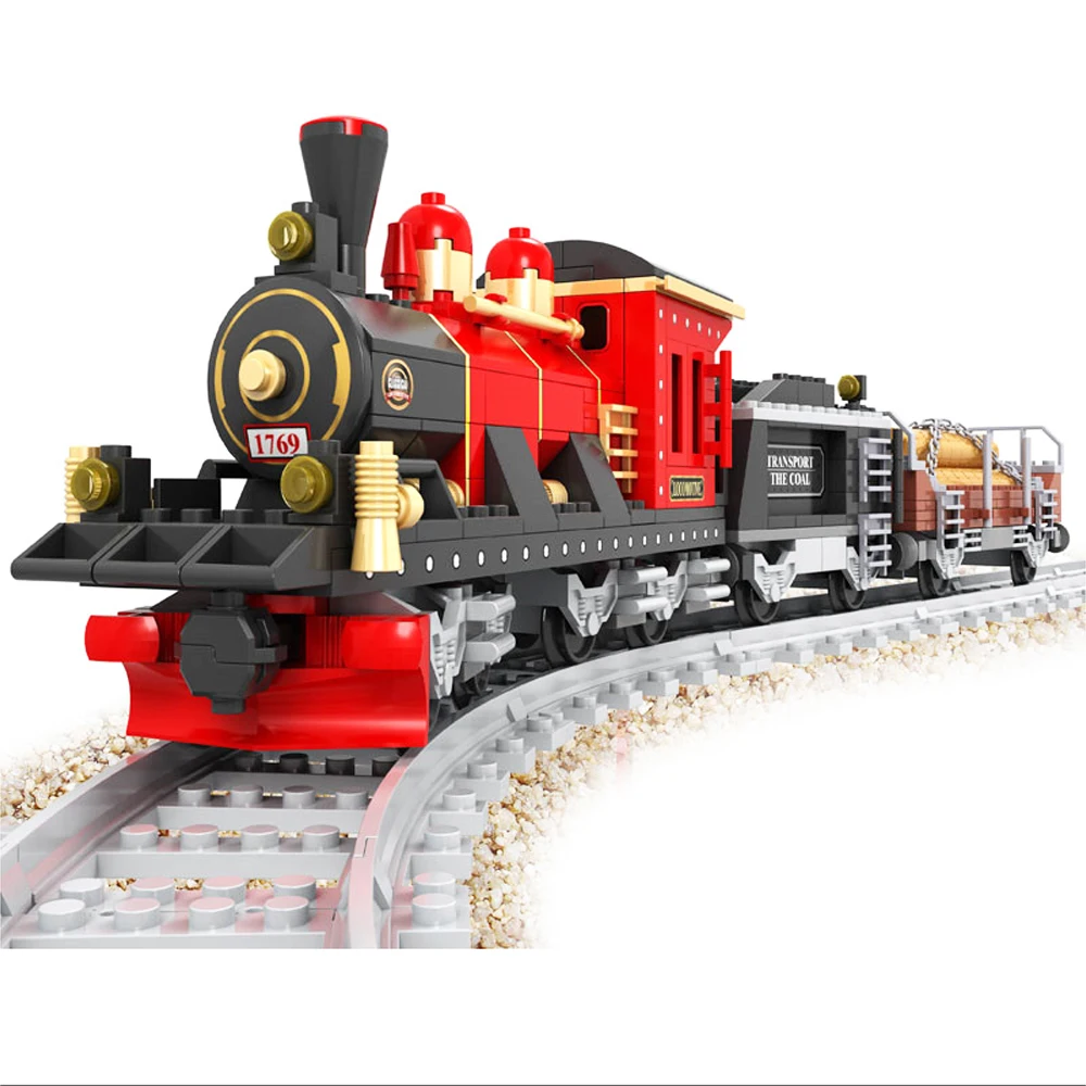 

AUSINI 25705 410pcs Steam Train Building Blocks Retro Kids Educational Model Bricks Brinquedos Diy Toys For Children