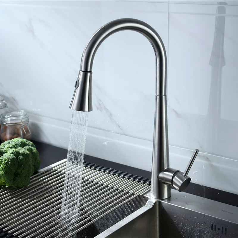 Сенсорный кухонный кран из матового никеля выдвижные смесители для раковины