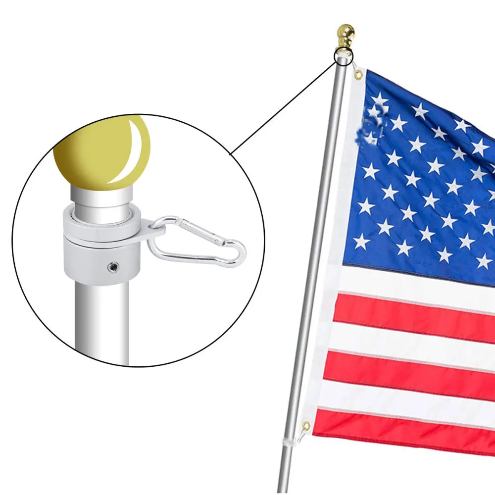 

5 PCS Aluminum Alloy Flag Pole Clip Mounting Rings with Metal Clip