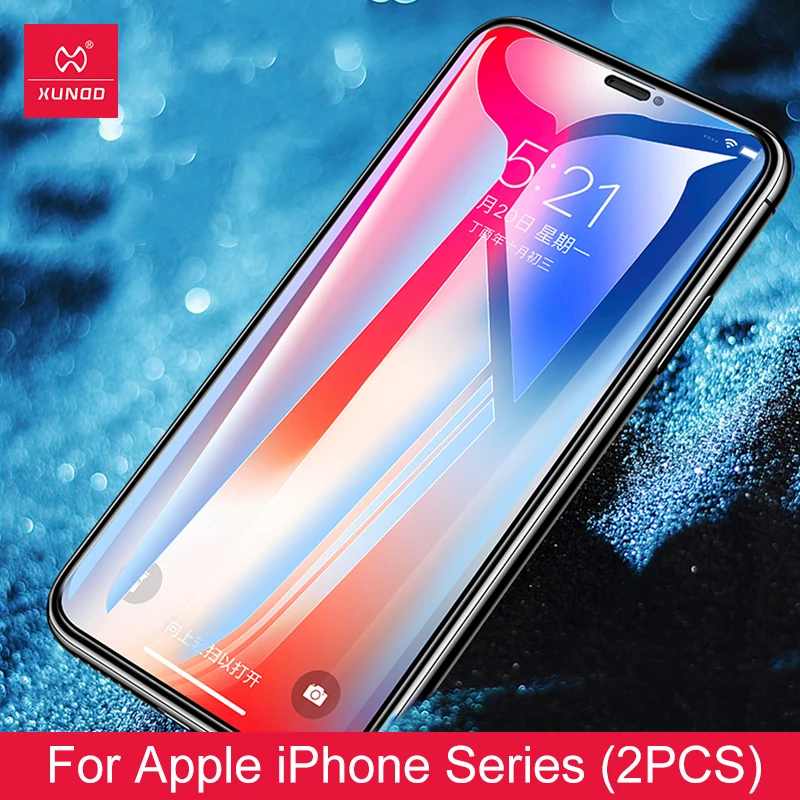 2 шт. Xundd закаленное стекло для Iphone 11 11pro Max X Xr Xs 6 7 8 9 Plus Защитная пленка экрана 2.5d 9h| |