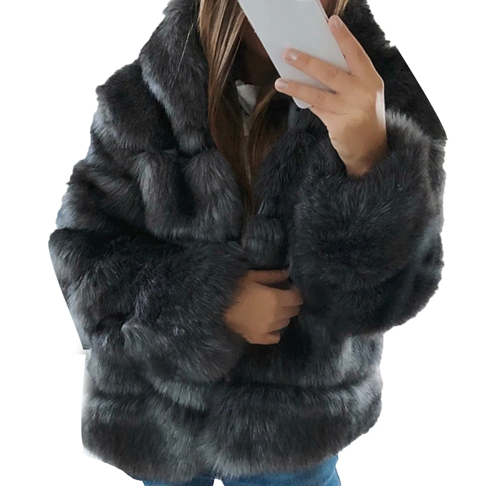 

Vintage fluffy faux fur coat women Short furry fake fur winter outerwear coat autumn casual party overcoat Jacket Outerwear