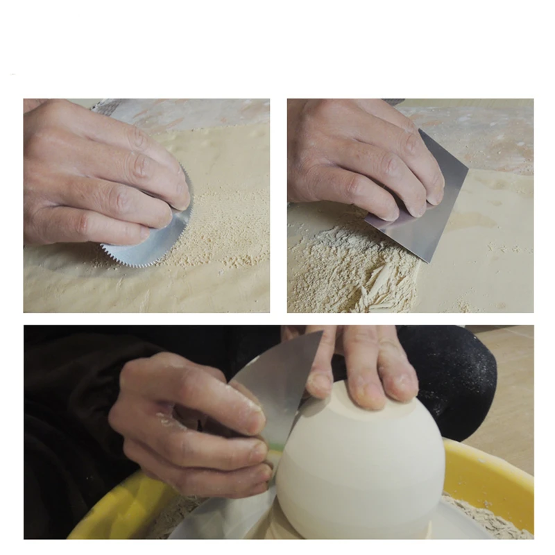 

6PCS Pottery Stainless Steel Scraper Tools Polymer Sculpture Tooth Shape Clay Sculpture Carving Tool DIY Clay Texture Scraper