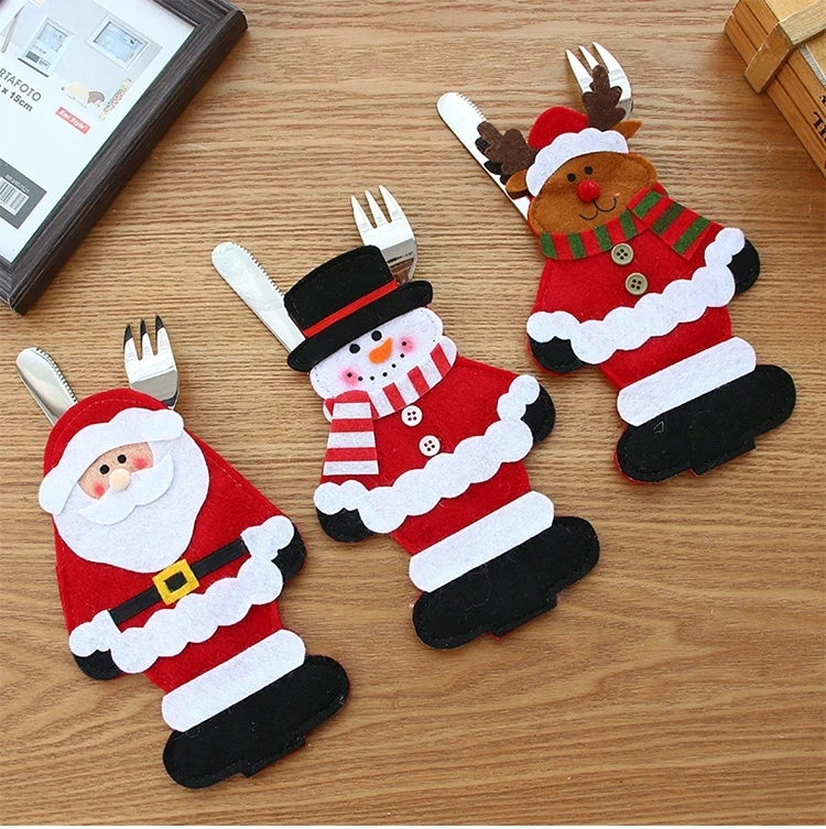 Christmas Cutlery Cover Bag Cloth Santa Claus Snowman Elk Shaped Cute For Kitchen Tableware Knife Fork Xams Party Decor
Christmas Cutlery Cover Bag Cloth Santa Claus Snowman Elk Shaped Cute For Kitchen Tableware Knife Fork Xams Party Decor