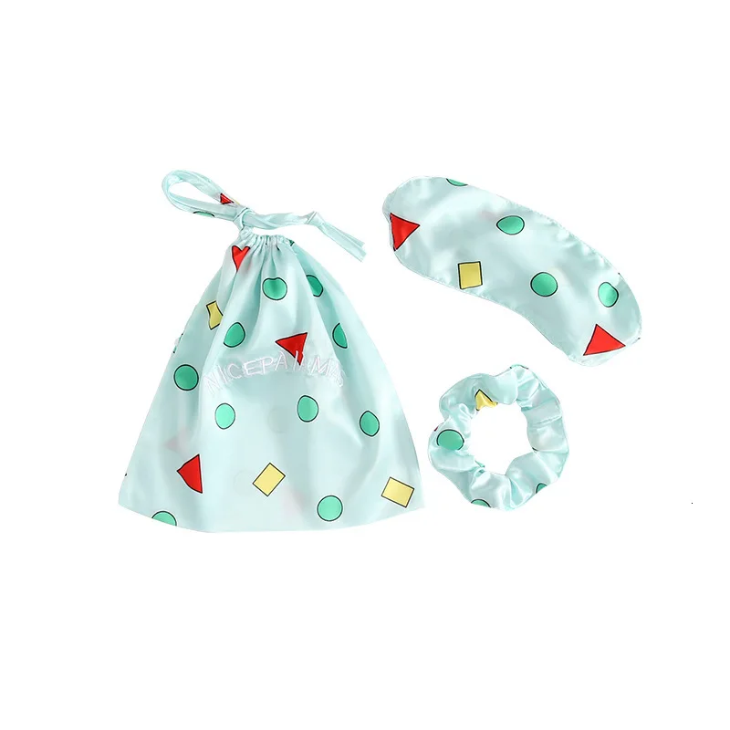 Seven Paper Set Imitate Real Silk  Geometry Printing Pajamas Woman Long Sleeve Satin Sleepwear