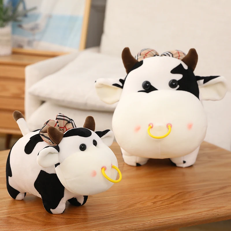 

New Cute Animal Cartoon Cow Stuffed Plush Toy Kawaii Cattle Doll Comfortable Soft Pillow Children Kids Birthday Christmas Gift