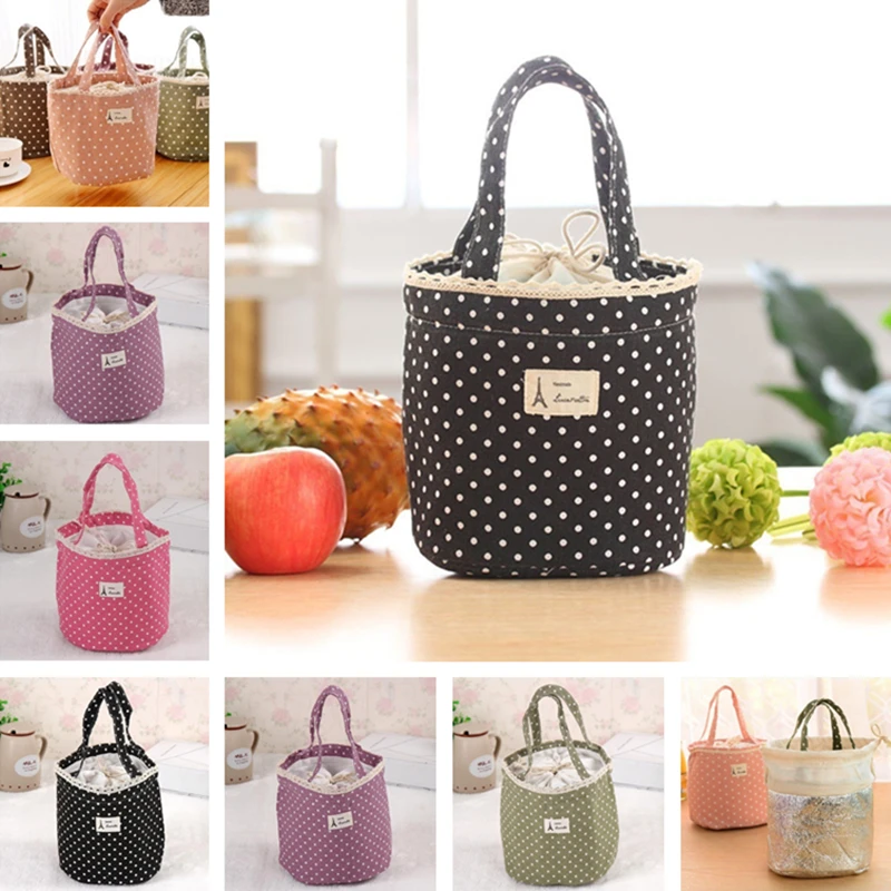 

1PC Casual Portable Lunch Bag Dots Insulated Thermal Food Picnic Lunch Bags For Women Kids Cooler Lunch Box Bag Tote 2 Persons